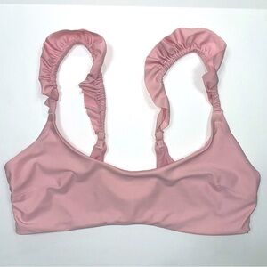 Aerie Ruffled Strap Bikini Swim Top Light Pink Size XL
